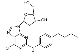 6-氯-N-(4-丁基苯基)-9-(2-脱氧-β-D-赤式-戊呋喃糖基)-9H-嘌呤-2-胺 结构式