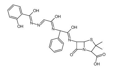 4-Thia-1-azabicyclo[3.2.0]heptane-2-carboxylic acid, 6-[[[[[(2-hydroxybenzoyl)hydrazono]acetyl]amino]phenylacetyl]amino]-3,3-dimethyl-7-oxo-, [2S-[2α,5α,6β(S*)]]- (9CI) 结构式