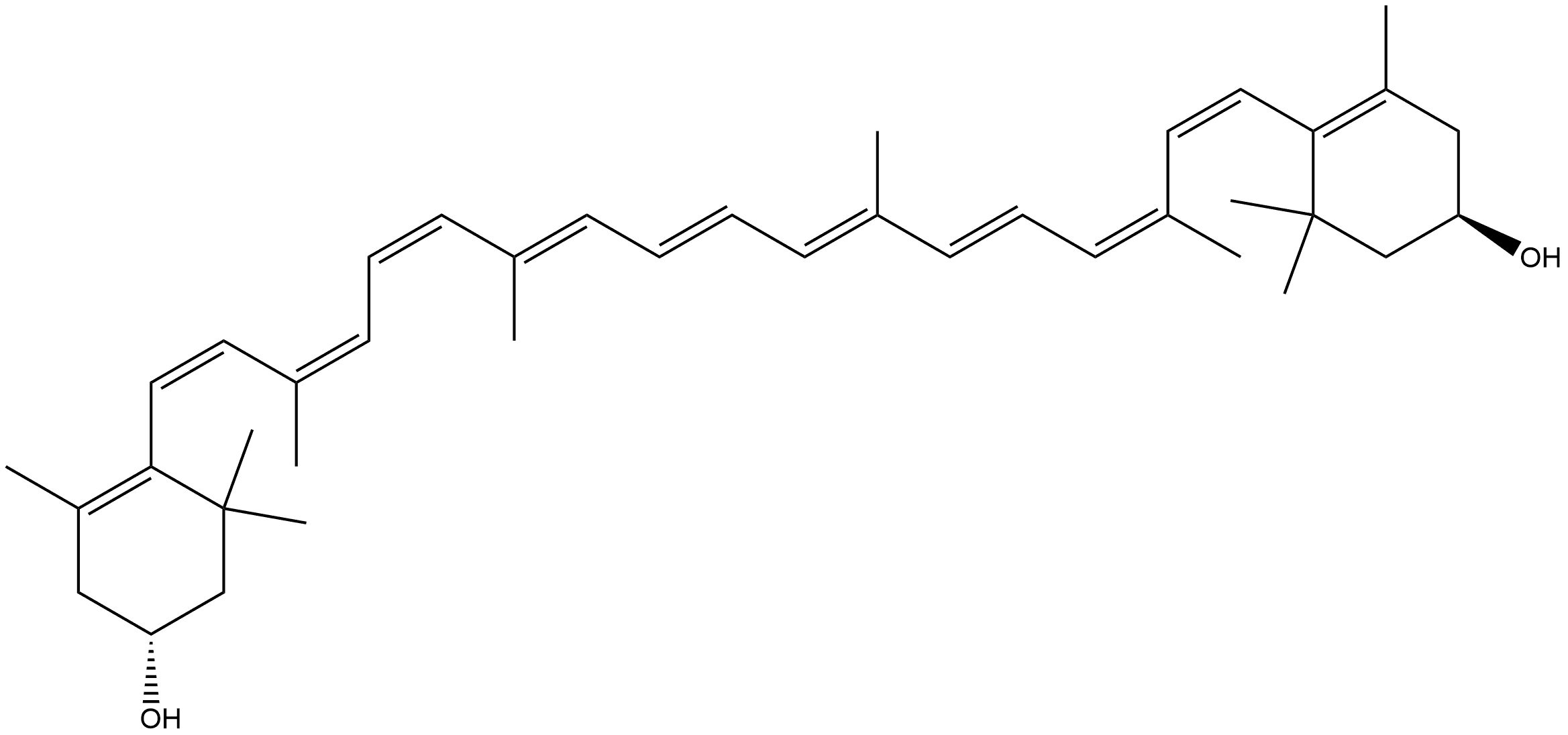 β,β-胡萝卜素-3,3'-二醇, (3R,3'R,7-顺,7'-顺,9-顺,9'-顺,11-顺)- 结构式