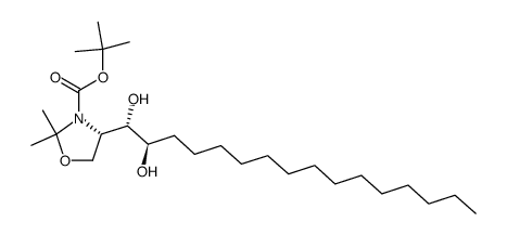 3-Oxazolidinecarboxylic acid, 4-[(1S,2R)-1,2-dihydroxyhexadecyl]-2,2-dimethyl-, 1,1-dimethylethyl ester, (4S)- 结构式