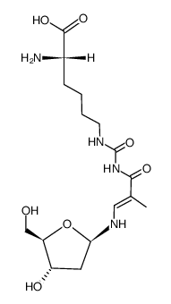 L-Lysine, N6-[[[3-[(2-deoxy-β-D-erythro-pentofuranosyl)amino]-2-methyl-1-oxo-2-propenyl]amino]carbonyl]-, (E)- (9CI) 结构式