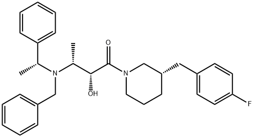 1-[(3S)-3-[(4-氟苯基)甲基]-1-哌啶基]-2-羟基-3-[[(1R)-1-苯乙基](苯基甲基)氨基]丁-1-酮，(2R,3R)- 结构式