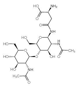 N-[2-（乙酰氨基）-4-O-[2-（乙酰氨基）-2-脱氧-β-D-吡喃葡萄糖基]-2-脱氧-β-D-吡喃葡萄糖基]-L-天冬酰胺 结构式