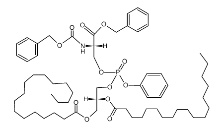 5,7,11-Trioxa-2-aza-6-phosphanonacosanoic acid, 12-oxo-9-[(1-oxooctadecyl)oxy]-6-phenoxy-3-[(phenylmethoxy)carbonyl]-, phenylmethyl ester, 6-oxide 结构式