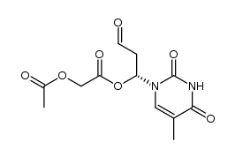 Acetic acid, (acetyloxy)-, 1-(3,4-dihydro-5-methyl-2,4-dioxo-1(2H)-pyrimidinyl)-3-oxopropyl ester, (R)- (9CI) 结构式