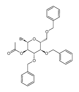 2-O-乙酰基-3,4,6-三-O-苄基-α-D-吡喃半乳糖基溴 结构式