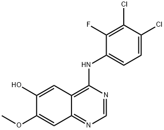 4-(3,4-二氯-2-氟苯基氨基)-7-甲氧基喹唑啉-6-醇 结构式