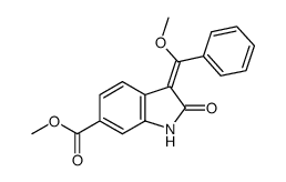 2,3-二氢-3-(甲氧基苯基亚甲基)-2-氧代-1H-吲哚-6-羧酸甲酯 结构式
