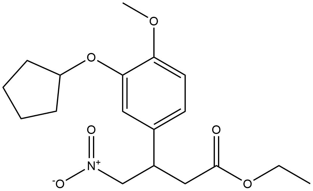 3-(环戊氧基)-4-甲氧基-β-(硝甲基)苯丙酸乙酯 结构式