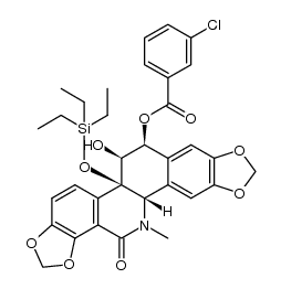 Benzoic acid, 3-chloro-, (5bR,6S,7S,12bS)-5b,6,7,12b,13,14-hexahydro-6-hydroxy-13-methyl-14-oxo-5b-[(triethylsilyl)oxy]-[1,3]benzodioxolo[5,6-c]-1,3-dioxolo[4,5-i]phenanthridin-7-yl ester 结构式