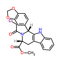 顺式-(1R,3R)-1,2,3,4-四氢-1-(3,4-亚甲二氧基苯基)-9H-吡啶并[3,4-B]吲哚-3-羧酸甲酯盐酸盐 结构式