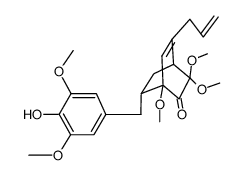 双环[2.2.2]辛-5-烯-2-酮,7-[(4-羟基-3,5-二甲氧基苯基)甲基]-1,3,3-三甲氧基-5-(2-丙烯基)-,(1α,4α,7S*)- 结构式