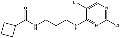 N-(3-((5-溴-2-氯嘧啶-4-基)氨基)丙基)环丁烷甲酰胺 结构式