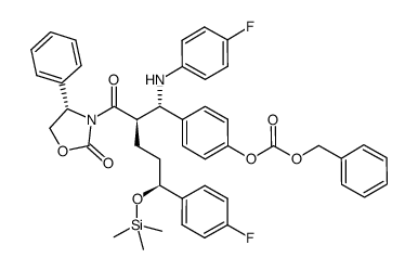 Carbonic acid, 4-[(1S,2R,5S)-5-(4-fluorophenyl)-1-[(4-fluorophenyl)amino]-2-[[(4S)-2-oxo-4-phenyl-3-oxazolidinyl]carbonyl]-5-[(trimethylsilyl)oxy]pentyl]phenyl phenylmethyl ester 结构式