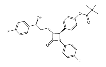 Propanoic acid, 2,2-dimethyl-, 4-[(2S,3R)-1-(4-fluorophenyl)-3-[(3S)-3-(4-fluorophenyl)-3-hydroxypropyl]-4-oxo-2-azetidinyl]phenyl ester 结构式