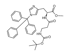 L-Histidine, N-[3-[[(1,1-dimethylethoxy)carbonyl]amino]-1-oxopropyl]-1-(triphenylmethyl)-, methyl ester 结构式