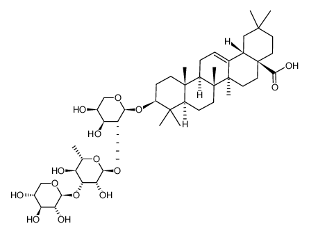 齐墩果酸-3-O-β-D-吡喃木糖基(1→3)-α-L-吡喃鼠李糖基(1→2)-α-L-吡喃阿拉伯糖苷 结构式