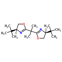 (S,S)-(-)-2,2'-异亚丙基双(4-叔丁基-2-恶唑啉) 结构式