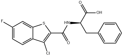 (3-氯-6-氟苯并[B]噻吩-2-羰基)-D-苯丙氨酸 结构式