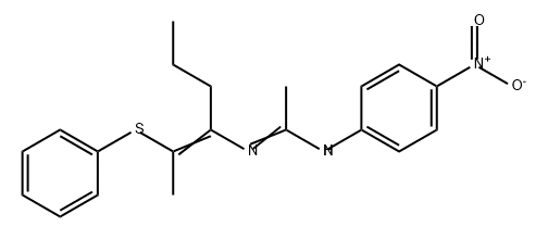 Ethanimidamide, N-(4-nitrophenyl)-N'-[1-[1-(phenylthio)ethylidene]butyl]- 结构式