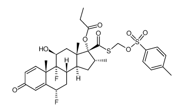 Androsta-1,4-diene-17-carbothioic acid, 6,9-difluoro-11-hydroxy-16-methyl-3-oxo-17-(1-oxopropoxy)-, S-[[[(4-methylphenyl)sulfonyl]oxy]methyl] ester, (6α,11β,16α,17α)- 结构式