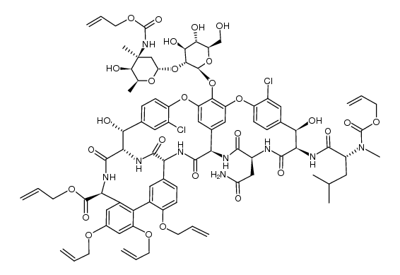 Vancomycin, 28,30,32-tri-O-2-propenyl-N3'',56-bis[(2-propenyloxy)carbonyl]-, 2-propenyl ester 结构式