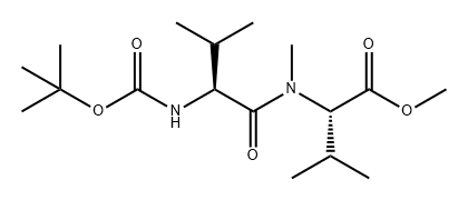N-叔丁氧羰基-L-缬氨酰-N-甲基-L-缬氨酸甲酯 结构式