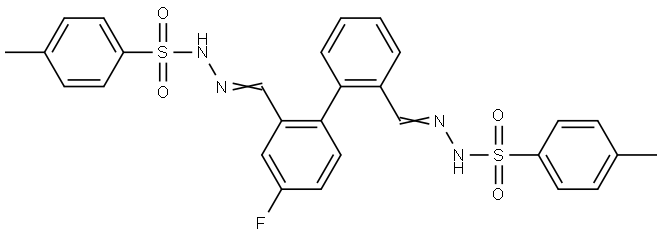 4-甲基苯磺酸 1,1'-[2,2'-[(4-氟[1,1'-联苯]-2,2'-二基)二亚甲基]二酰肼] 结构式
