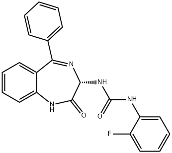 (S)-1-(2-氟苯基)-3-(2-氧代-5-苯基-2,3-二氢-1H-苯并[e][1,4]二氮杂卓-3-基)脲 结构式