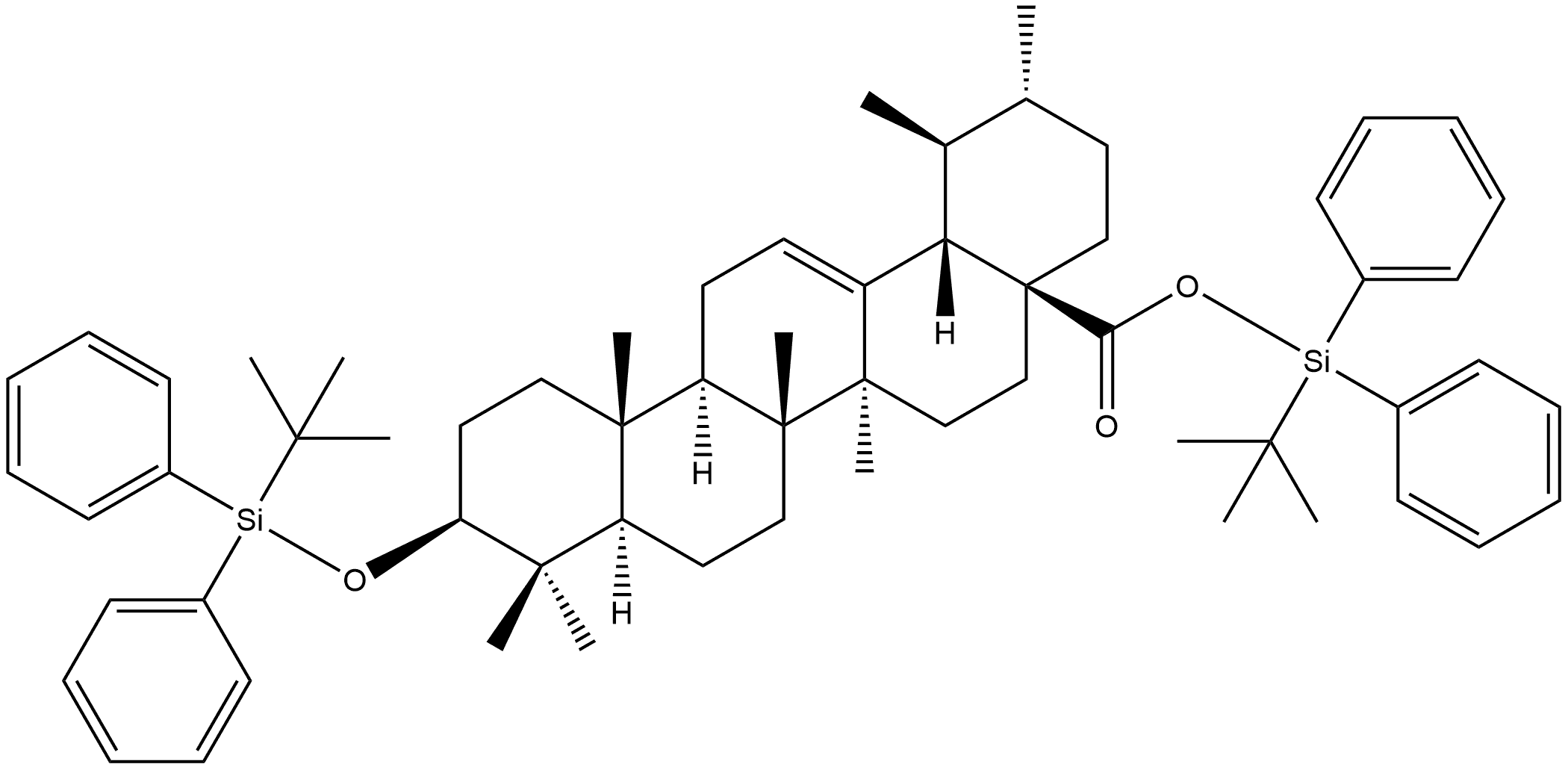 Urs-12-en-28-oic acid, 3-[[(1,1-dimethylethyl)diphenylsilyl]oxy]-, (1,1-dimethylethyl)diphenylsilyl ester, (3β)- 结构式