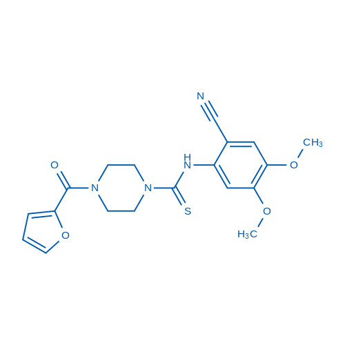N-(2-Cyano-4,5-dimethoxyphenyl)-4-(furan-2-carbonyl)piperazine-1-carbothioamide 结构式