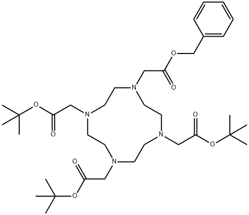 2,2',2''-[10-[2-(苄氧基)-2-氧代乙基]-1,4,7,10-四氮杂环十二烷-1,4,7-三基]三乙酸三叔丁酯 结构式