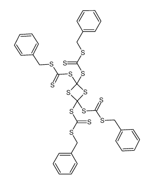 Carbonotrithioic acid, C,C',C'',C'''-1,3-dithietane-2,4-diylidene C,C',C'',C'''-(phenylmethyl) ester 结构式