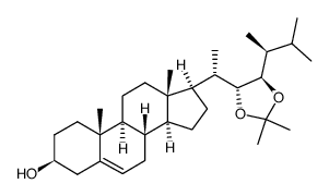 Ergost-5-ene-3,22,23-triol, cyclic 22,23-(1-methylethylidene acetal), (3β,22R,23R,24S)- (9CI) 结构式
