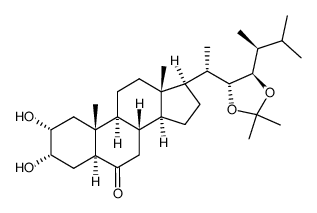 Ergostan-6-one, 2,3-dihydroxy-22,23-[(1-methylethylidene)bis(oxy)]-, (2α,3α,5α,22R,23R,24S)- (9CI) 结构式