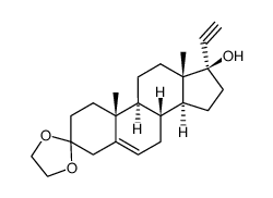 (8R,9S,10R,13S,14S,17R)-17-ethynyl-10,13-dimethyl-1,2,4,7,8,9,10,11,12,13,14,15,16,17,-tetradecahydrospiro[cyclopenta[a]phenanthrene-3,2′-[1,3]dioxolan]-17-ol 结构式