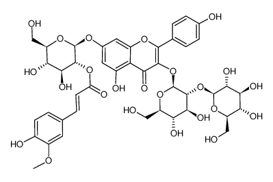 3-O-β-槐糖基-7-O-β-D-(2-O-阿魏酰基)葡萄糖基山奈酚 结构式