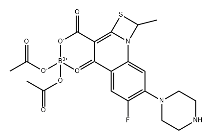 双(乙酸根合-O)[6-氟-1-甲基-4-(氧代-O)-7-(1-哌嗪基)-1H,4H-[1,3]噻嗪并[3,2-a]喹啉-3-羧酸根合-O3]合硼,(T-4)- 结构式