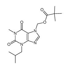 Propanoic acid, 2,2-dimethyl-, [1,2,3,6-tetrahydro-1-methyl-3-(2-methylpropyl)-2,6-dioxo-7H-purin-7-yl]methyl ester 结构式