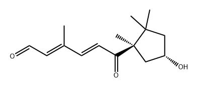 2,4-Hexadienal, 6-[(1R,4S)-4-hydroxy-1,2,2-trimethylcyclopentyl]-3-methyl-6-oxo-, (2E,4E)- 结构式