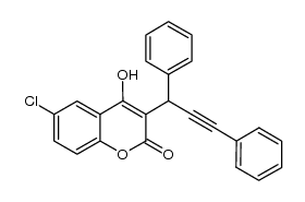 6-氯-3-(1,3-二苯基-2-丙炔-1-基)-4-羟基-2H-色烯-2-酮 结构式