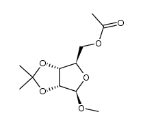 甲基-2,3-O-(1-甲基亚乙基)-β-D-呋喃核糖苷-5-乙酸酯 结构式