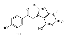 8-溴-7-[2-(3,4-二羟基苯基)-2-氧代乙基]-3-甲基嘌呤-2,6-二酮 结构式