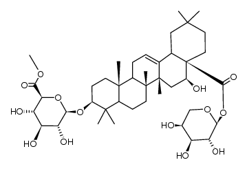 β-D-Glucopyranosiduronic acid, (3β,16α)-28-(α-L-arabinopyranosyloxy)-16-hydroxy-28-oxoolean-12-en-3-yl, methyl ester (9CI) 结构式