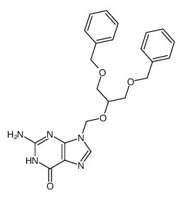 6H-Purin-6-one, 2-amino-1,9-dihydro-9-[[2-(phenylmethoxy)-1-[(phenylmethoxy)methyl]ethoxy]methyl]- 结构式