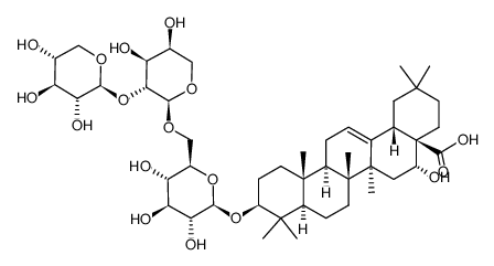 刺囊酸3-O-β-D-吡喃木糖基-(1→2)-α-L-吡喃阿拉伯糖基-(1→6)-β-D-吡喃葡萄糖苷 结构式