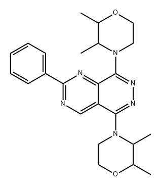 2-苯基-5,8-双(2,3-二甲基-4-吗啉基)嘧啶并[4,5-d]哒嗪 结构式