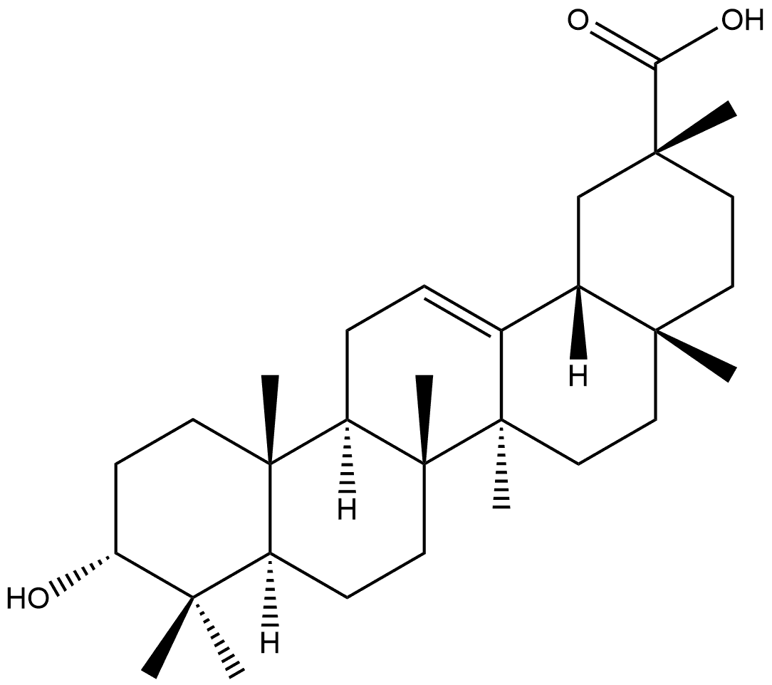 3-羟基-(3α,20α)-齐墩果-12-烯-29-酸 结构式