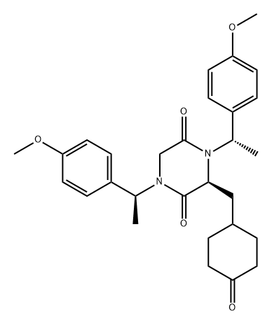(3S)-1,4-双[(1S)-1-(4-甲氧基苯基)乙基]-3-[(4-氧代环己基)甲基]-2,5-哌嗪二酮 结构式
