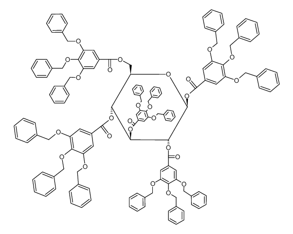 α-D-吡喃葡萄糖-1,2,3,4,6-五[3,4,5-三(苄氧基)苯甲酸酯] 结构式
